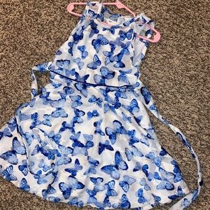 White and Blue Butterfly Dress